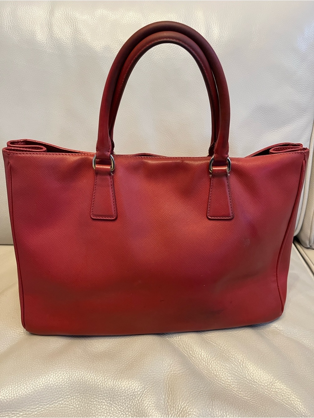 Prada Red Saffiano Leather Tote - Picture 3 of 10